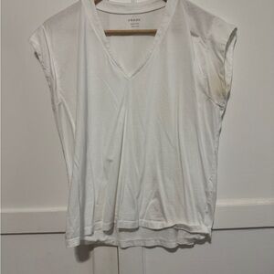 Frame Denim Women's Classic White V-Neck Tee